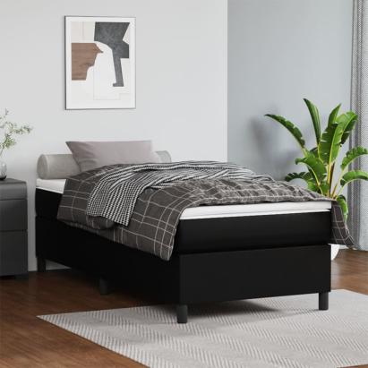 Cadru de pat box spring, negru, 90x200 cm, piele ecologică GartenMobel Dekor