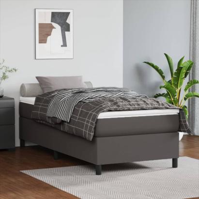 Cadru de pat box spring, gri, 100x200 cm, piele ecologică GartenMobel Dekor