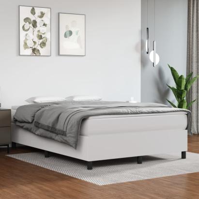 Cadru de pat box spring, alb, 140x190 cm, piele ecologică GartenMobel Dekor