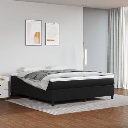 Cadru de pat box spring, negru, 160x200 cm, piele ecologică GartenMobel Dekor