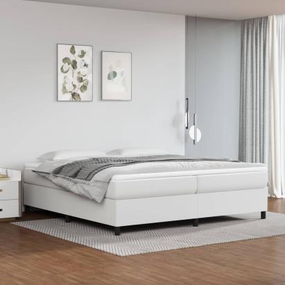 Cadru de pat box spring, alb, 200x200 cm, piele ecologică GartenMobel Dekor