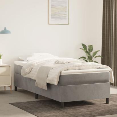 Cadru de pat box spring, gri deschis, 80x200 cm, catifea GartenMobel Dekor