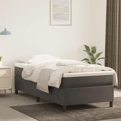 Cadru de pat box spring, gri închis, 80x200 cm, catifea GartenMobel Dekor
