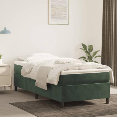 Cadru de pat box spring, verde închis, 90x190 cm, catifea GartenMobel Dekor