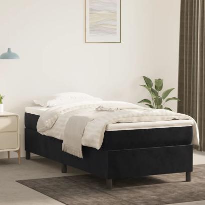 Cadru de pat box spring, negru, 90x200 cm, catifea GartenMobel Dekor