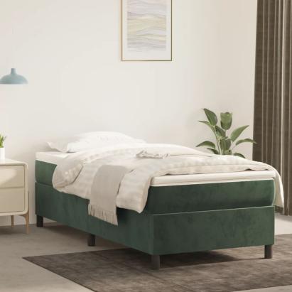Cadru de pat box spring, verde închis, 90x200 cm, catifea GartenMobel Dekor