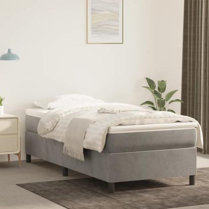 Cadru de pat box spring, gri deschis, 100x200 cm, catifea GartenMobel Dekor