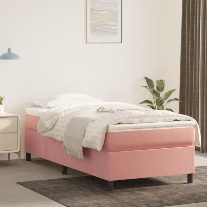 Cadru de pat box spring, roz, 100x200 cm, catifea GartenMobel Dekor