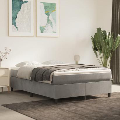 Cadru de pat box spring, gri deschis, 140x190 cm, catifea GartenMobel Dekor