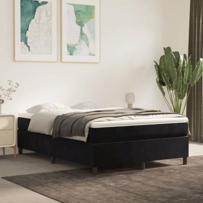 Cadru de pat box spring, negru, 140x190 cm, catifea GartenMobel Dekor