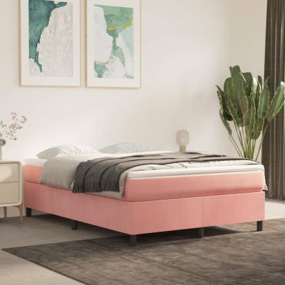 Cadru de pat box spring, roz, 140x190 cm, catifea GartenMobel Dekor