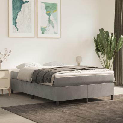 Cadru de pat box spring, gri deschis, 140x200 cm, catifea GartenMobel Dekor