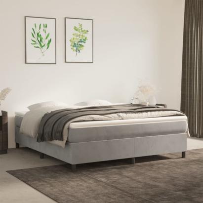 Cadru de pat box spring, gri deschis, 160x200 cm, catifea GartenMobel Dekor
