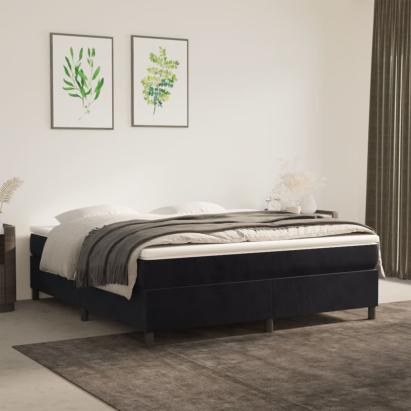 Cadru de pat box spring, negru, 160x200 cm, catifea GartenMobel Dekor