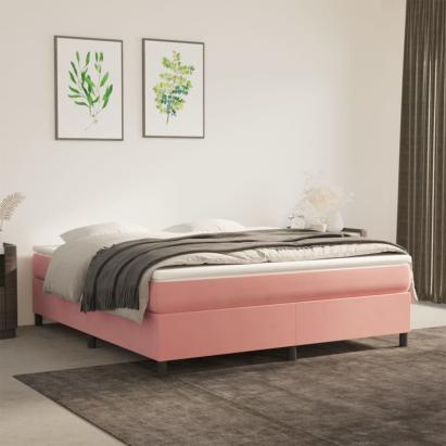 Cadru de pat box spring, roz, 160x200 cm, catifea GartenMobel Dekor