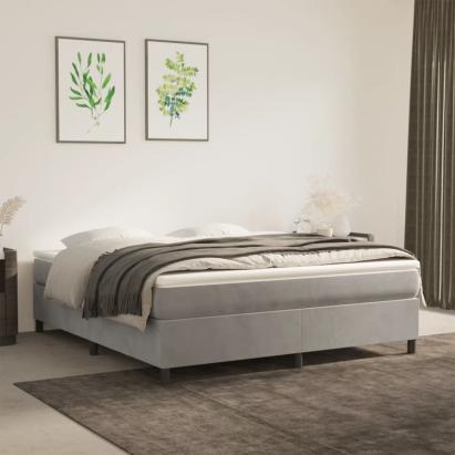 Cadru de pat box spring, gri deschis, 180x200 cm, catifea GartenMobel Dekor