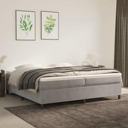 Cadru de pat box spring, gri deschis, 200x200 cm, catifea GartenMobel Dekor