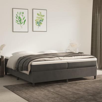 Cadru de pat box spring, gri închis, 200x200 cm, catifea GartenMobel Dekor