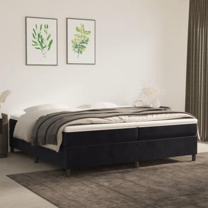 Cadru de pat box spring, negru, 200x200 cm, catifea GartenMobel Dekor