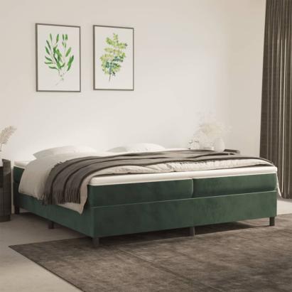 Cadru de pat box spring, verde închis, 200x200 cm, catifea GartenMobel Dekor