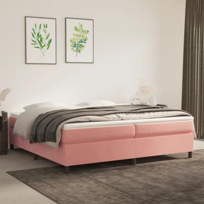 Cadru de pat box spring, roz, 200x200 cm, catifea GartenMobel Dekor