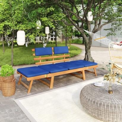 Bancă de grădină cu perne 2-în-1, 190 cm, lemn masiv acacia GartenMobel Dekor