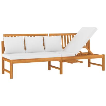 Pat de zi cu perne crem, 200x60x75 cm, lemn masiv de acacia GartenMobel Dekor