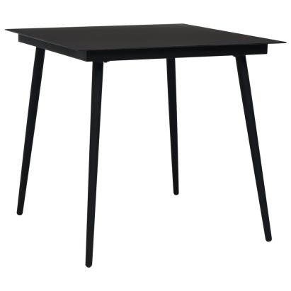 Masă de grădină, negru, 80 x 80 x 74 cm, oțel și sticlă GartenMobel Dekor