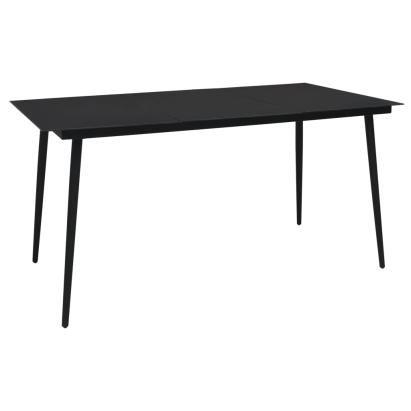 Masă de grădină, negru, 150 x 80 x 74 cm, oțel și sticlă GartenMobel Dekor