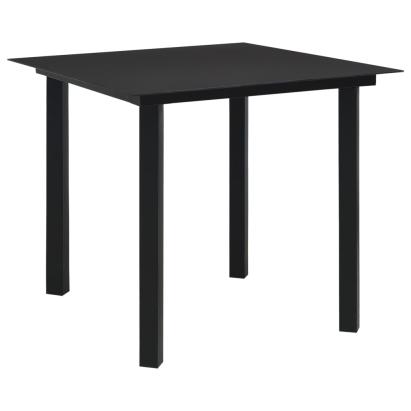 Masă de grădină, negru, 80 x 80 x 74 cm, oțel și sticlă GartenMobel Dekor