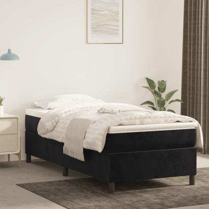 Cadru de pat box spring, negru, 90x190 cm, catifea GartenMobel Dekor