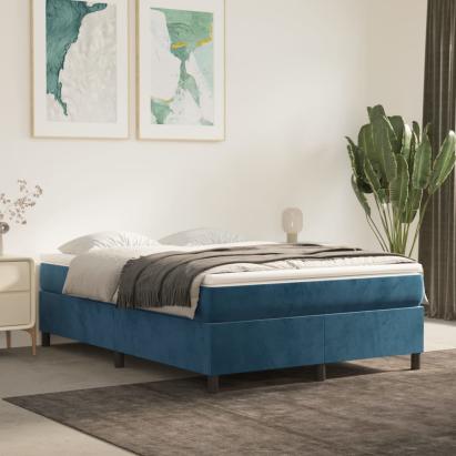 Cadru de pat box spring, albastru închis, 140x200 cm, catifea GartenMobel Dekor