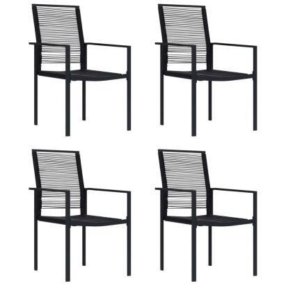 Scaune de grădină, 4 buc., negru, ratan PVC GartenMobel Dekor