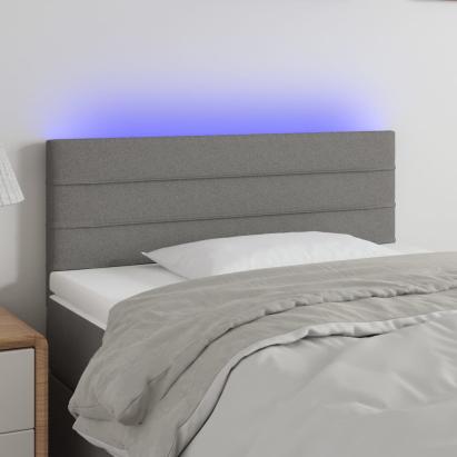 Tăblie de pat cu LED, gri închis, 80x5x78/88 cm, textil GartenMobel Dekor