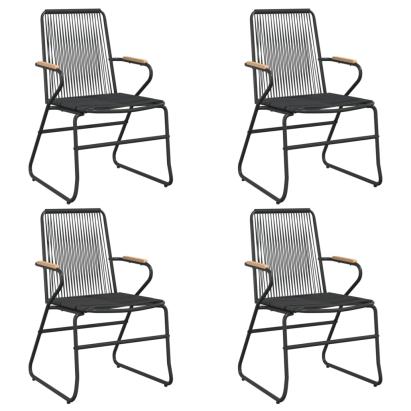 Scaune de grădină, 4 buc., negru, 58x59x85,5 cm, ratan PVC GartenMobel Dekor
