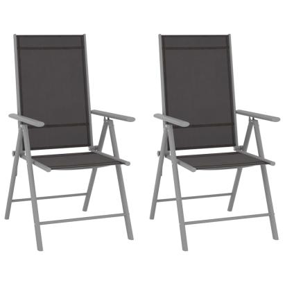 Scaune de grădină pliante, 2 buc., negru, textilenă GartenMobel Dekor