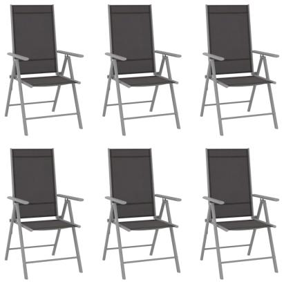 Scaune de grădină pliante, 6 buc., negru, textilenă GartenMobel Dekor