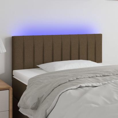 Tăblie de pat cu LED, maro închis, 90x5x78/88 cm, textil GartenMobel Dekor