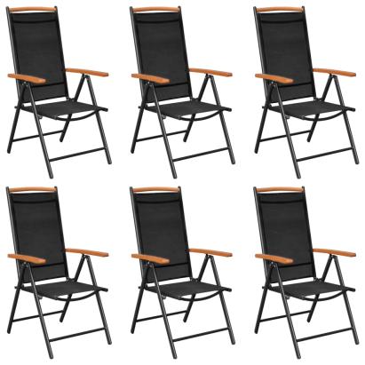 Scaune de grădină pliante, 6 buc., negru, textilenă GartenMobel Dekor