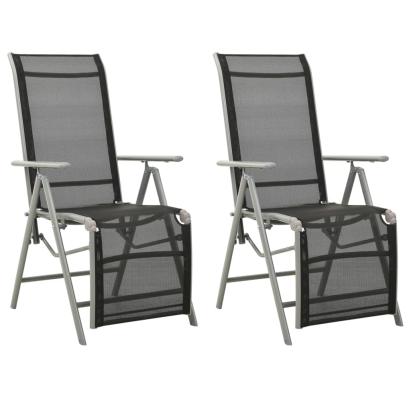 Scaune grădină rabatabile, 2 buc, argintiu, textilenă&aluminiu GartenMobel Dekor