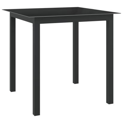 Masă de grădină, negru, 80x80x74 cm, aluminiu și sticlă GartenMobel Dekor