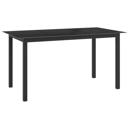 Masă de grădină, negru, 150x90x74 cm, aluminiu și sticlă GartenMobel Dekor