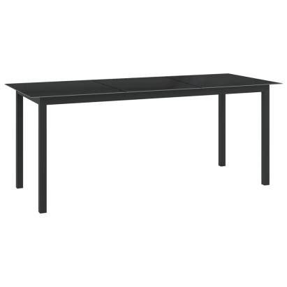 Masă de grădină, negru, 190x90x74 cm, aluminiu și sticlă GartenMobel Dekor
