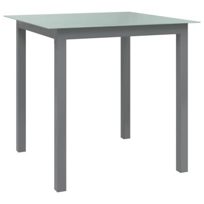 Masă de grădină, gri deschis, 80x80x74 cm, aluminiu și sticlă GartenMobel Dekor