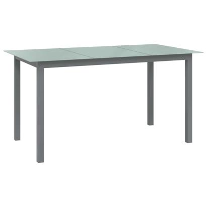 Masă de grădină, gri deschis, 150x90x74 cm, aluminiu și sticlă GartenMobel Dekor