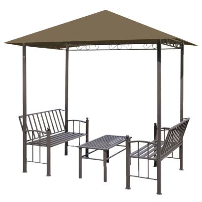 Pavilion grădină masă/bănci, gri taupe, 2,5x1,5x2,4 m, 180 g/m²	 GartenMobel Dekor