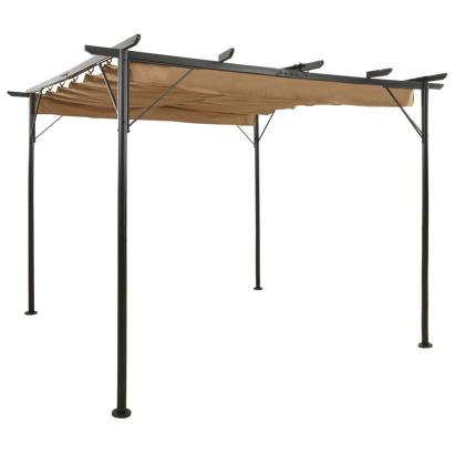 Pergolă cu acoperiș retractabil gri taupe 3x3 m oțel 180 g/m² GartenMobel Dekor