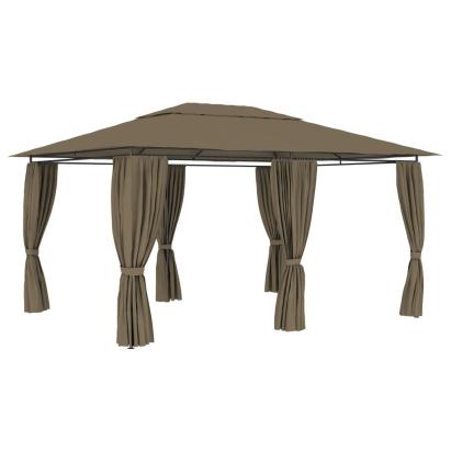 Pavilion de grădină cu perdele, gri taupe, 4 x 3 m, 180 g/m² GartenMobel Dekor