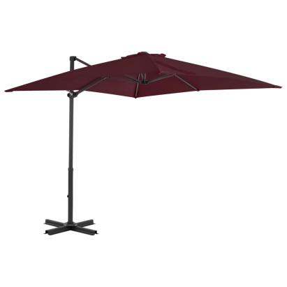 Umbrelă suspendată cu stâlp aluminiu, roșu bordo, 250x250 cm GartenMobel Dekor