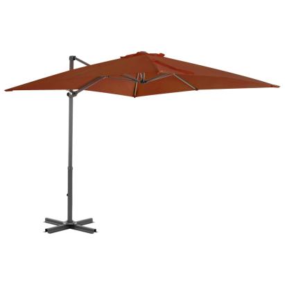 Umbrelă suspendată cu stâlp aluminiu, cărămiziu, 250x250 cm GartenMobel Dekor